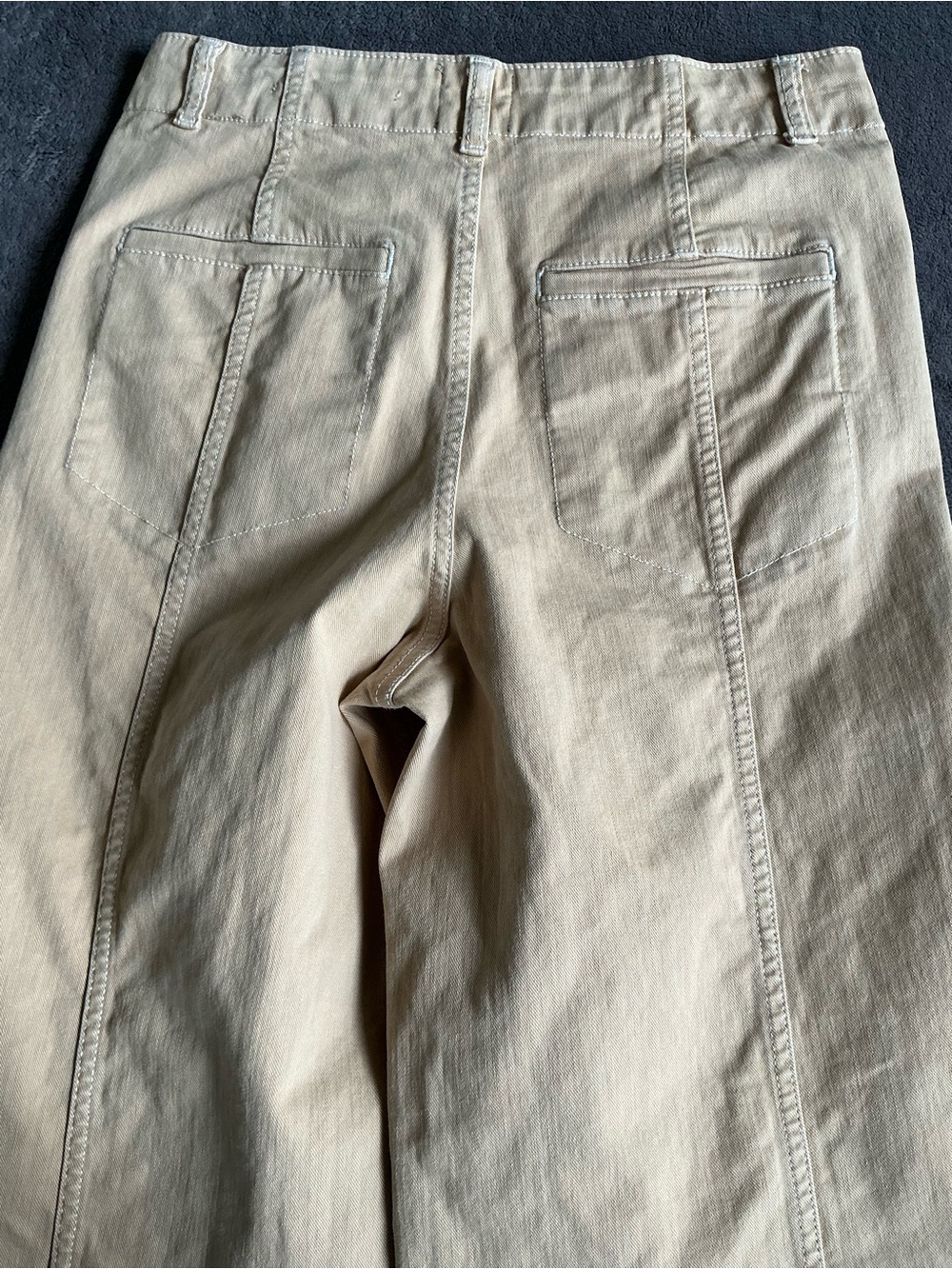 Maeve by Anthropologie Wide Leg Crop Seamed Pants Khaki Tan Size 29 - Picture 4 of 12